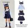 Girls' Preppy Rabbit Police Theme Spring Outfit