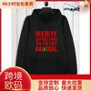 Black Christmas Hoodie Merry Tree Print Loose Fit Teens