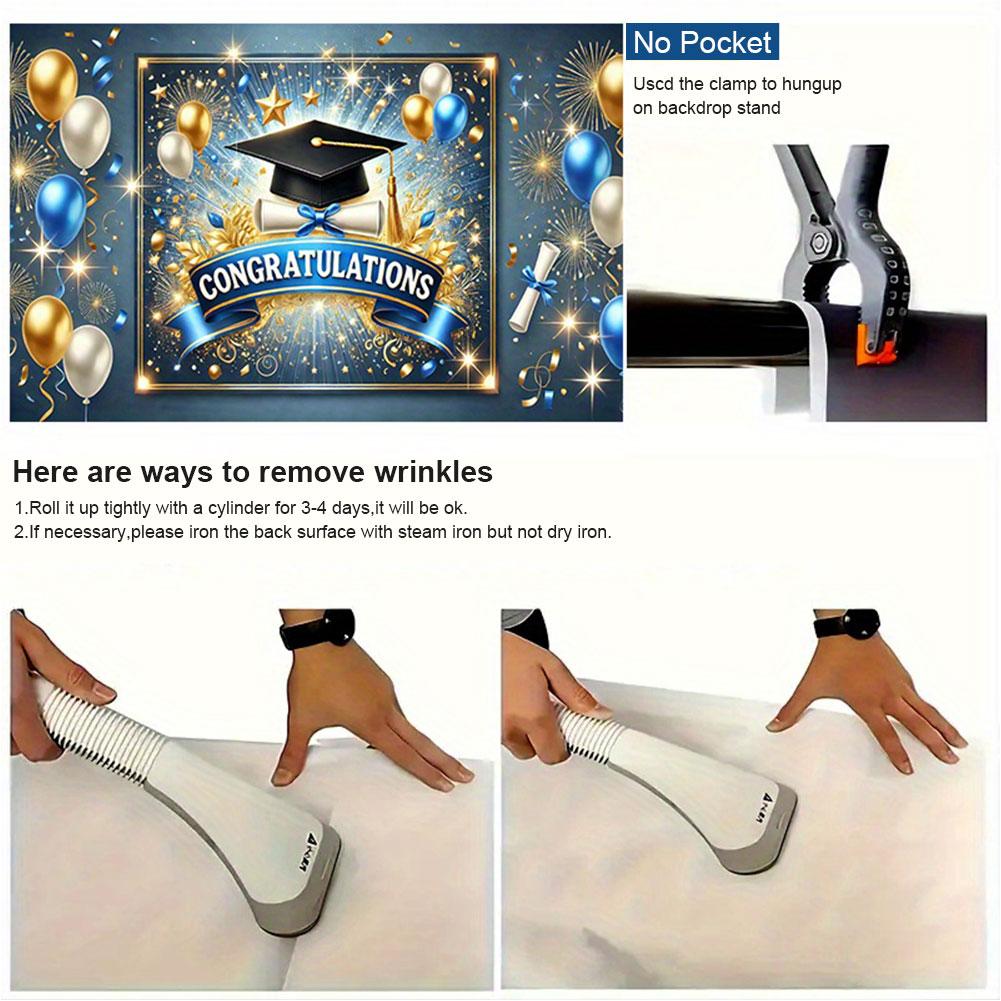 Resistente all'usura Congratulazioni Laureato Sfondo per Foto 8x6 piedi Poliestere 100D Colorato Stendardo con Cappello da Laurea per Feste Indoor Outdoor