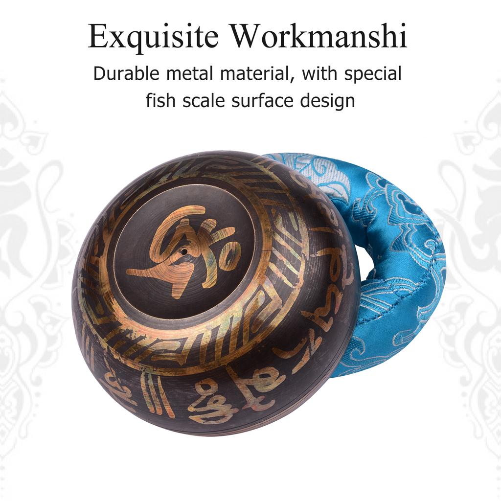 Tibetisches Klangschalen-Set mit 8,5 cm handgefertigter Metall-Klangschale und weichem Kissen