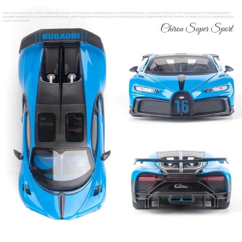 1/18 Bugatti Chiron Supercar Alloy Diecast Toy Scale Car Model Sound and Light Miniature Vehicle Children's Toy Collection Decorative Gift