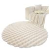 Cream Round Rabbit Fur Plush Rug - Bedroom Bedside or Living Room Mat, Bubble Velvet Single Sofa Cushion