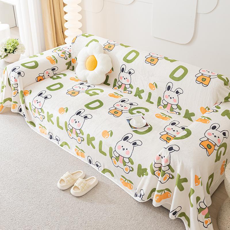 Kreativní kreslený zvířecí potah na pohovku All-inclusive univerzální potah do obývacího pokoje Plyšová deka na zdřímnutí Vlněná deka