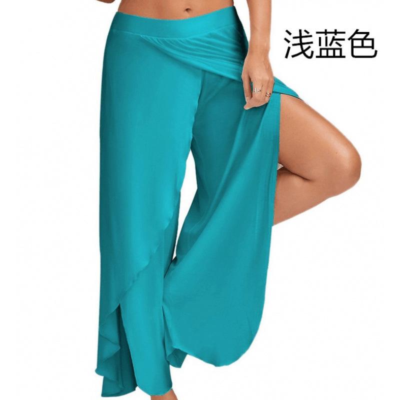 High Waist Wide Leg Yoga Pants for Women Lightweight Breathable Loose Fit Stretchy Workout Trousers with Side Slit and Elastic Waistband