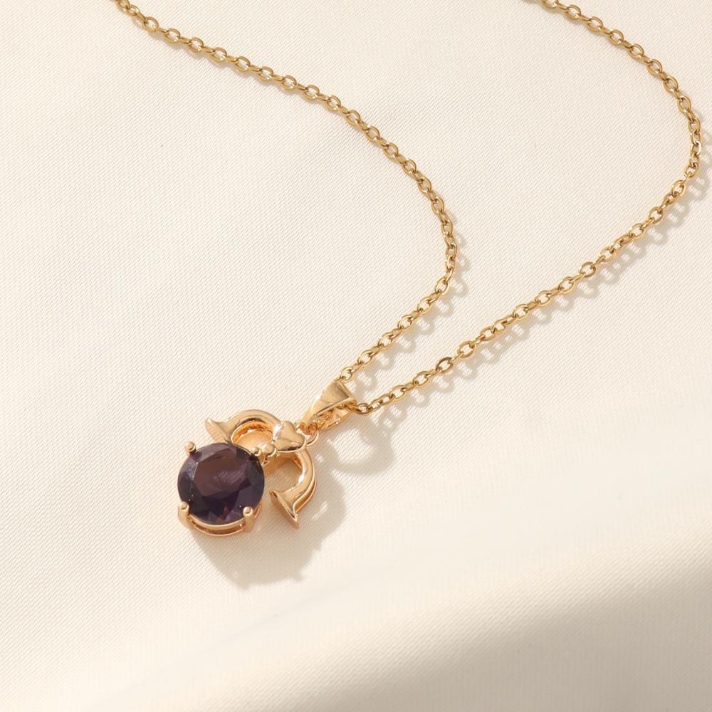 Fashion 12 Constellations Zirconia Pendant Necklaces for Women Sparkling Golden Stainless Steel Necklace Jewelry