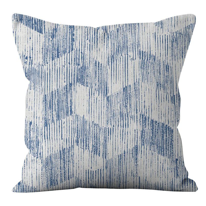 American Blue Retro Cotton Linen Single-sided Pillow Case Sofa Living Room Bedroom Cushion Pillow Home Waist Pillow