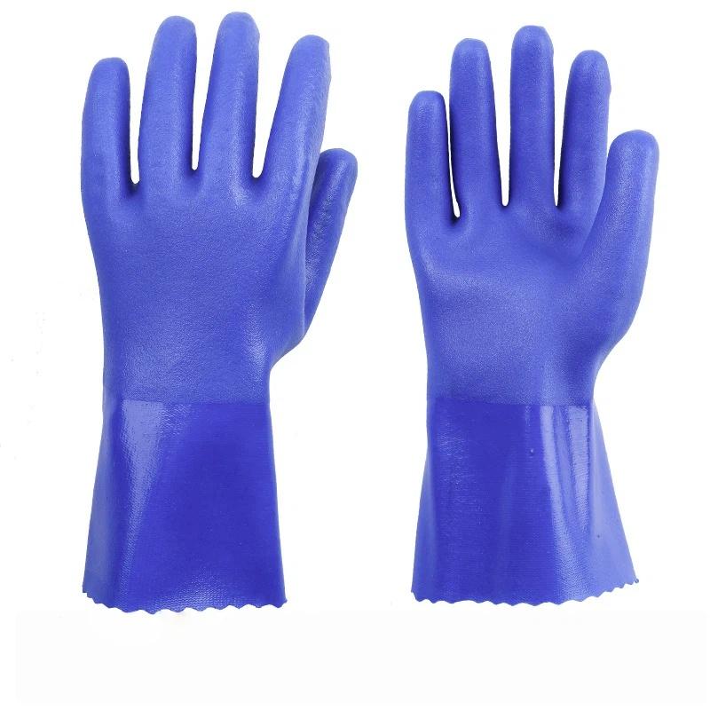 PVC Work Gloves Waterproof Oil & Chemical Resistant Non-slip Flexible Protective Gloves for Mechanical Repair Garage Use