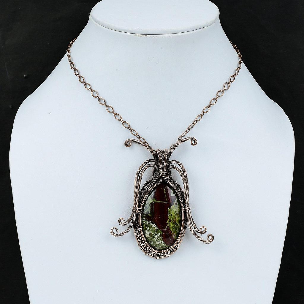 Dragon Bloodstone Pendant Copper Wire Wrapped Pendant Handmade Gemstone Pendant Copper Wire Jewelry Latest Design Pendant Engagement Gifts