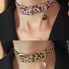Leopard Print Choker Collar Millennium Spice Girl Style Coffee Color Plush Collarbone Chain Niche Sweet Cool Subculture Neck Chain Accessories