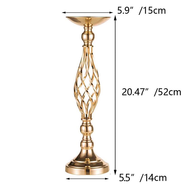 Golden Wrought Iron Vase and Candlestick Wedding Décor