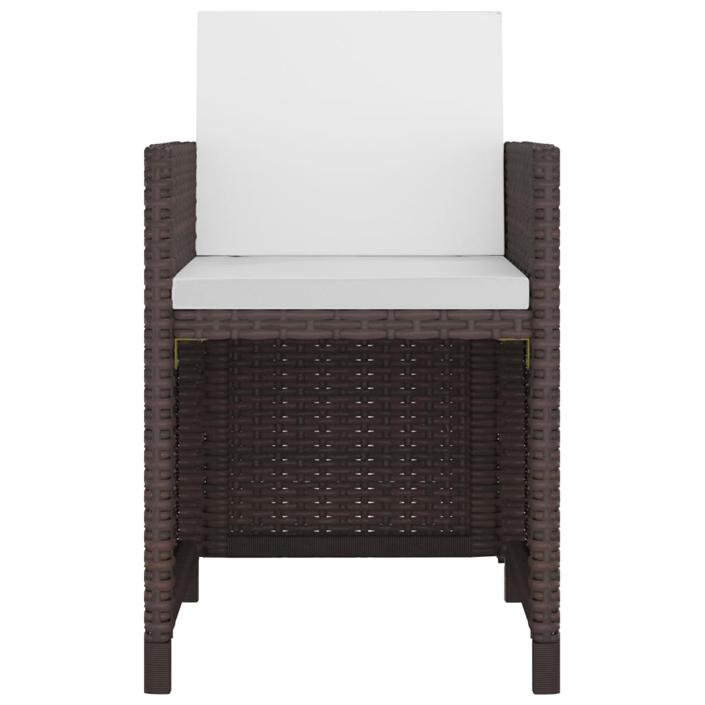 9 piece Garden Dining Set with Cushions Poly Rattan Brown