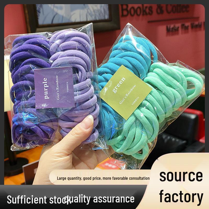 Set of 50 Gradient Candy Color Hair Ties – Rubber Bands for Women's High Ponytails.