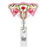 Neues Design 1 Stück Glitzer Acryl Uterus Blume Einziehbarer Krankenschwester Ausweishalter Lanyard