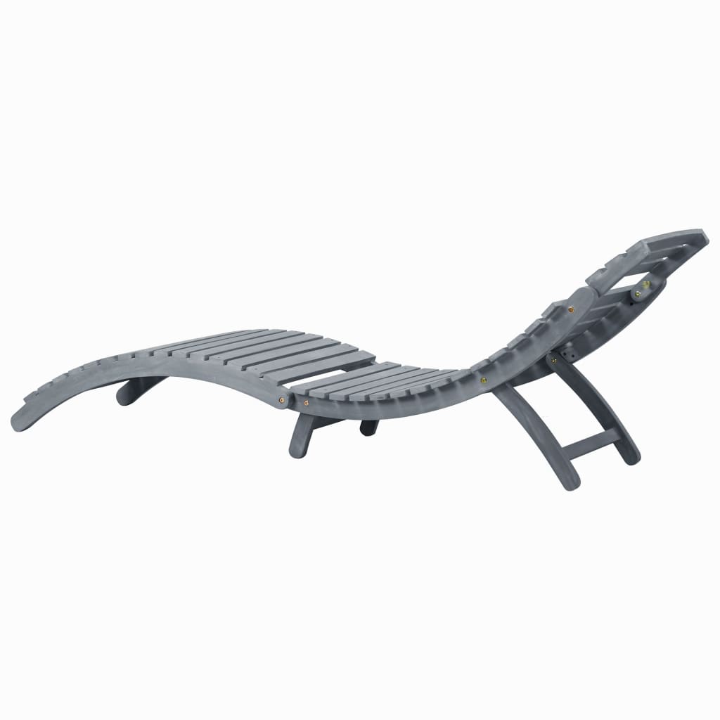 Sun Lounger Grey Solid Acacia Wood