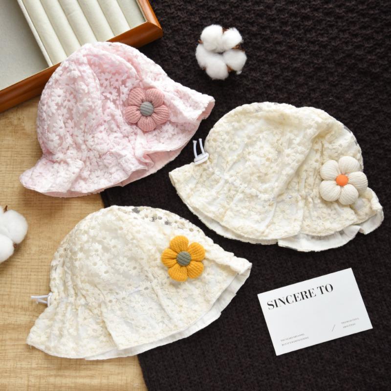 Amoi Baby Hat Princess Sweet Lace Flower Bucket Hat Baby Child Basin Hat Baby Girl Sunshade Sunscreen