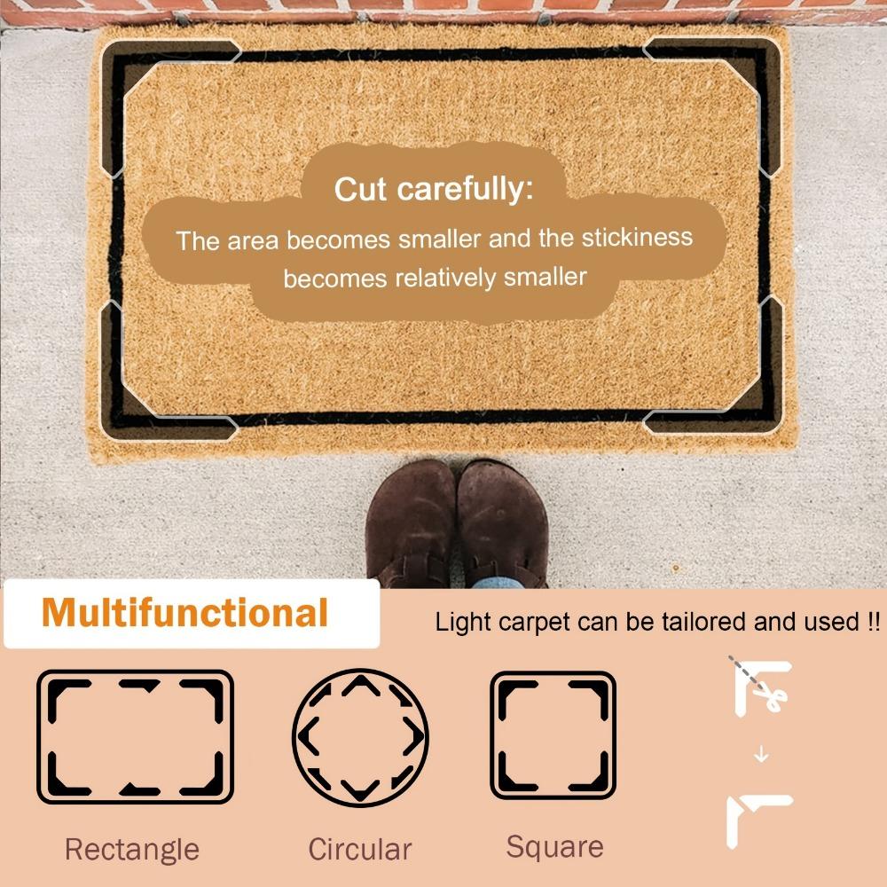 4/8pcs High Quality Non-slip Anti-drill Carpet Stickers Suitable For Living Room Dining Room Bathroom Rugs, Prevent Rugs From Moving  Rolling Edges