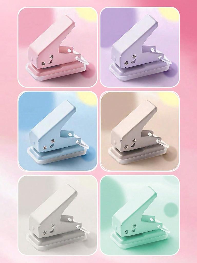1pc Mini Manual Single Hole Round Hole Punch With Multiple Color Options, Suitable For Punching Holes In Loose-Leaf Paper, Archival Materials, DIY