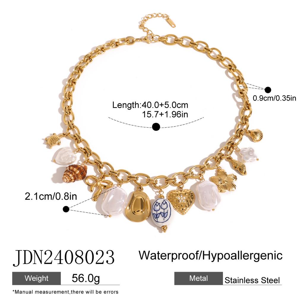 Titanium Steel Shell Necklace - Luxurious and High-end Beach Vacation Style Collar Chain - Stainless Steel Accessory