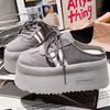 European Matte Lace-up Bag Head Half Slippers, Small Thick-soled Muffin To Increase the Height, Lazy Boken Shoes, Women's Shoes, Shoes