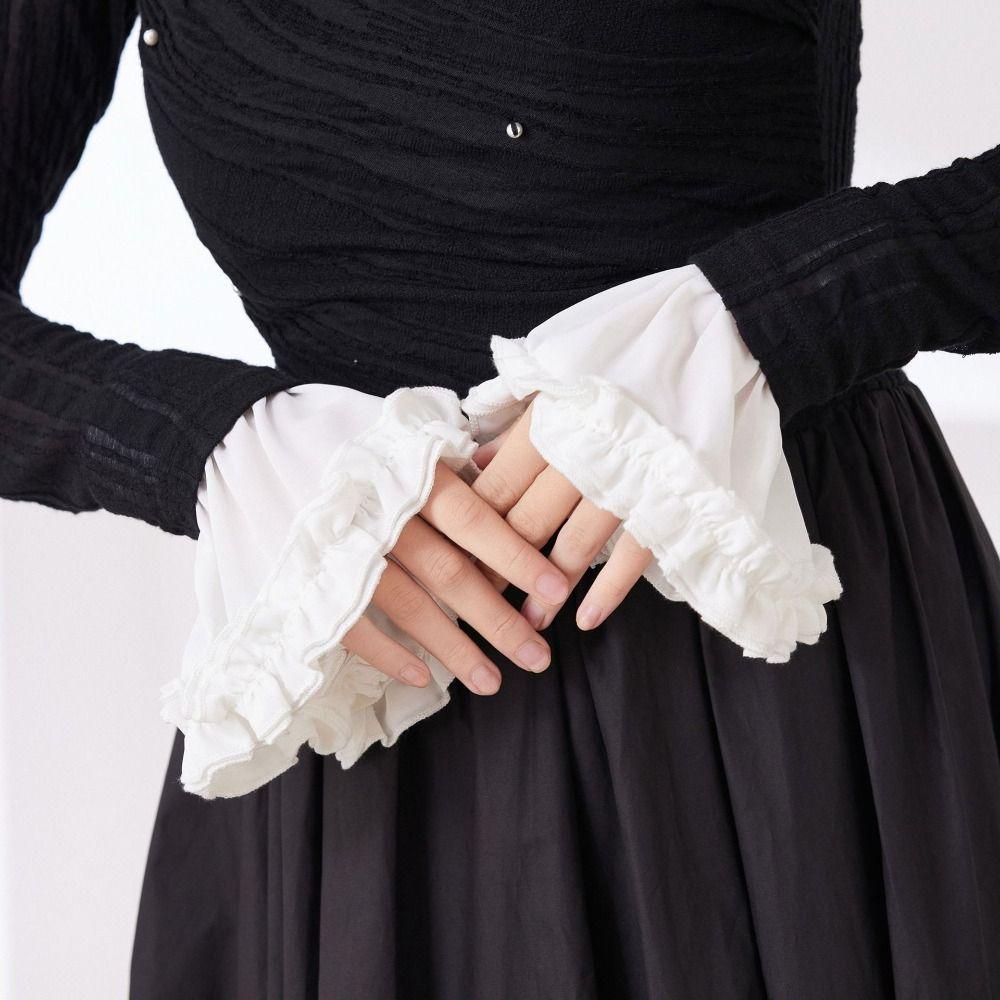 Double Layer Lace Fake Cuffs Flower False Cuff Sleeve Elastic Sleeve Cuffs  Women's Daily Wear