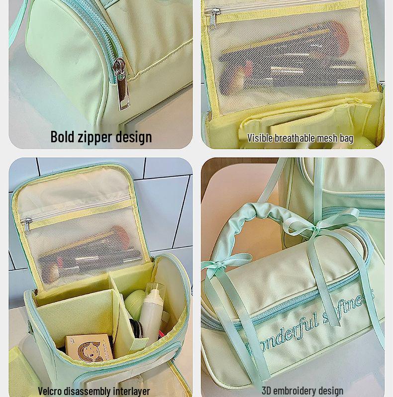 Large Capacity Cute Waterproof PU Zipper Toiletry Bag for Student Travel