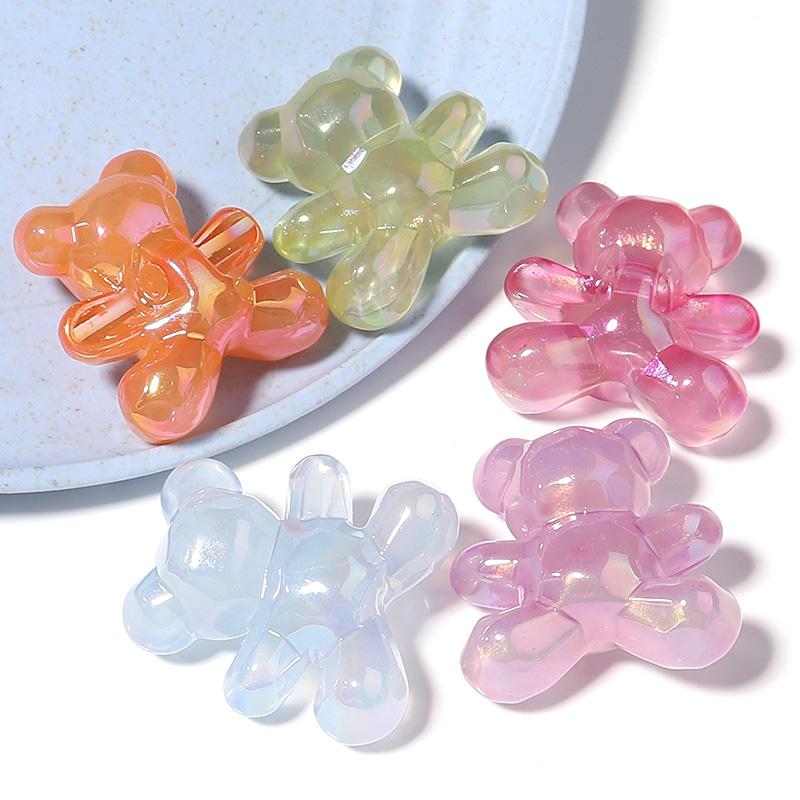 10Pcs Candy Color Bear Acrylic Beads Faceted Cute Gummy Bear Loose Beads for Jewelry Making DIY Gifts Necklace Bracelet Supplies