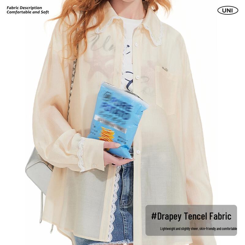 UNIFREE Tencel Lace Splice Sunscreen Shirt