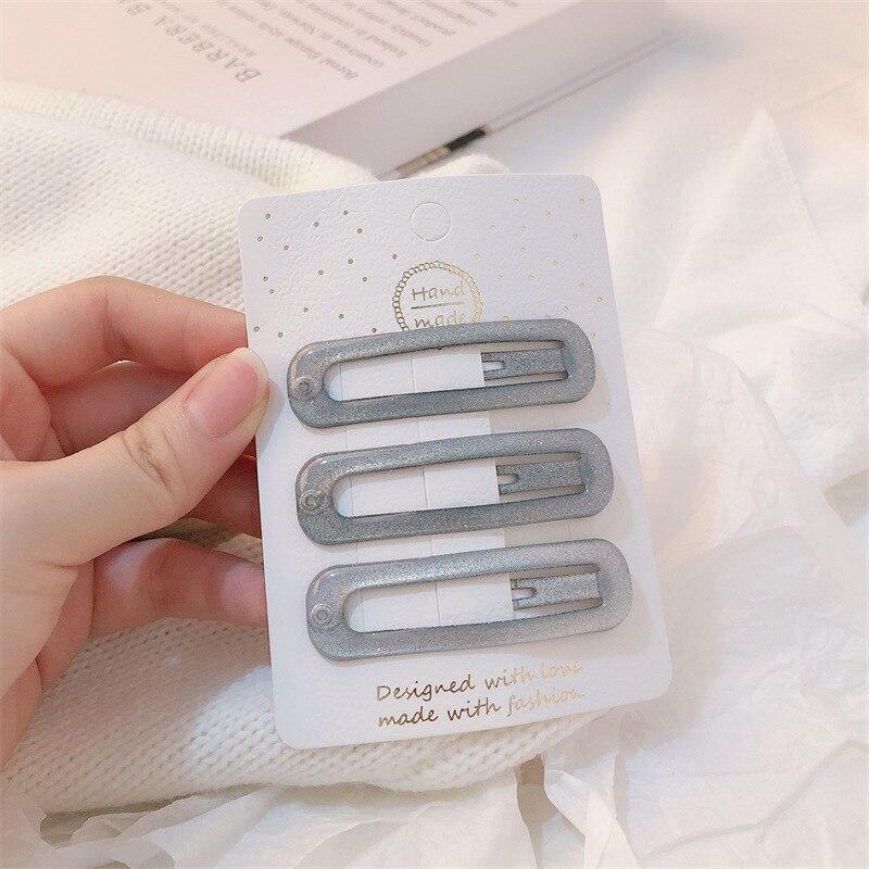 3/4pcs  Frosted Simple Hair Clips for Girls Star Oval Triangle Square Hair Clips Kids Snap Hair Clips Pentagram BB Clip