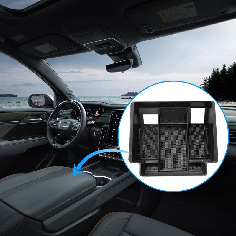 Car Central Storage Box for GMC Sierra 1500  Non-slip Rubber Center Console Organizer Armrest Tray Storage Organizer