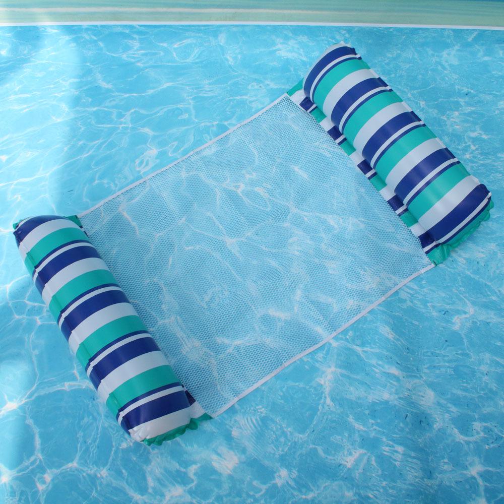 Foldable Striped Pool Hammock: New Style Inflatable Float & Mesh Recliner