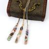 Hand-Wound Natural Gravel Crystal Amethyst Agate Mesh Pocket Pendant Necklace N721