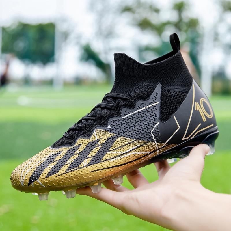 20252025 Flying woven football shoes high-top broken nails male and female students grass training long nails competition sports shoes