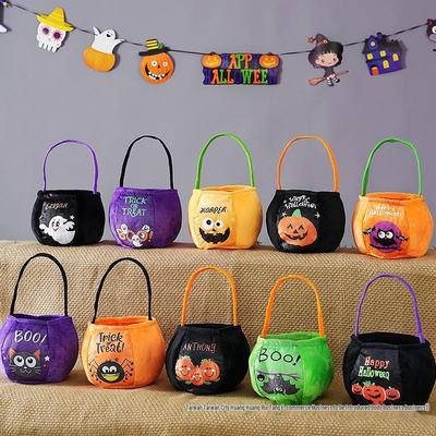 Sac à bonbons citrouille pour enfants - Décoration d'Halloween à main et accessoire petit cadeau