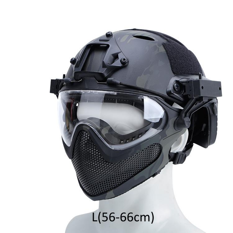 Tactical Helmet   Mask   Goggle Sets Outdoor Airsoft Paintball Helmet with Goggles FAST PJ Helmets CS Game Full Face Protection