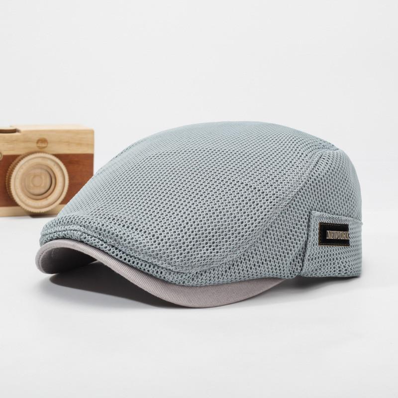 Mesh Breathable Simple Beret With Solid Color Design And Letter Decoration