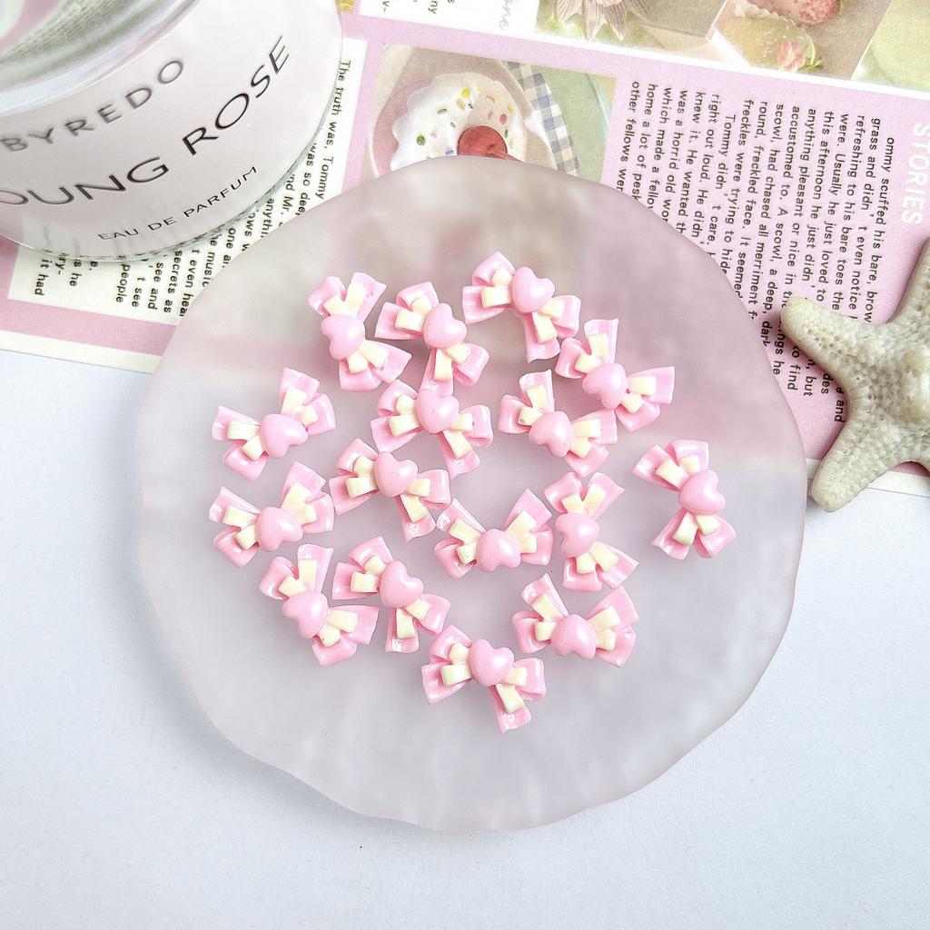 Pink Resin Cartoon Bowknot Heart Bow Tie Little Bunny Nail Art Accessories DIY Nail Hairpin Accessories Wholesale