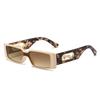 European & American Fashion Candy Color Sunglasses with Modern Leopard Decoration - Unisex Small Square Frame