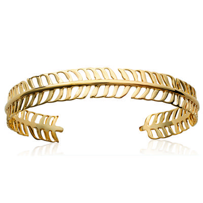 [N6203] - 'Navajos' Gold Plated Bracelet (feather) - 56 Mm 20 Mm