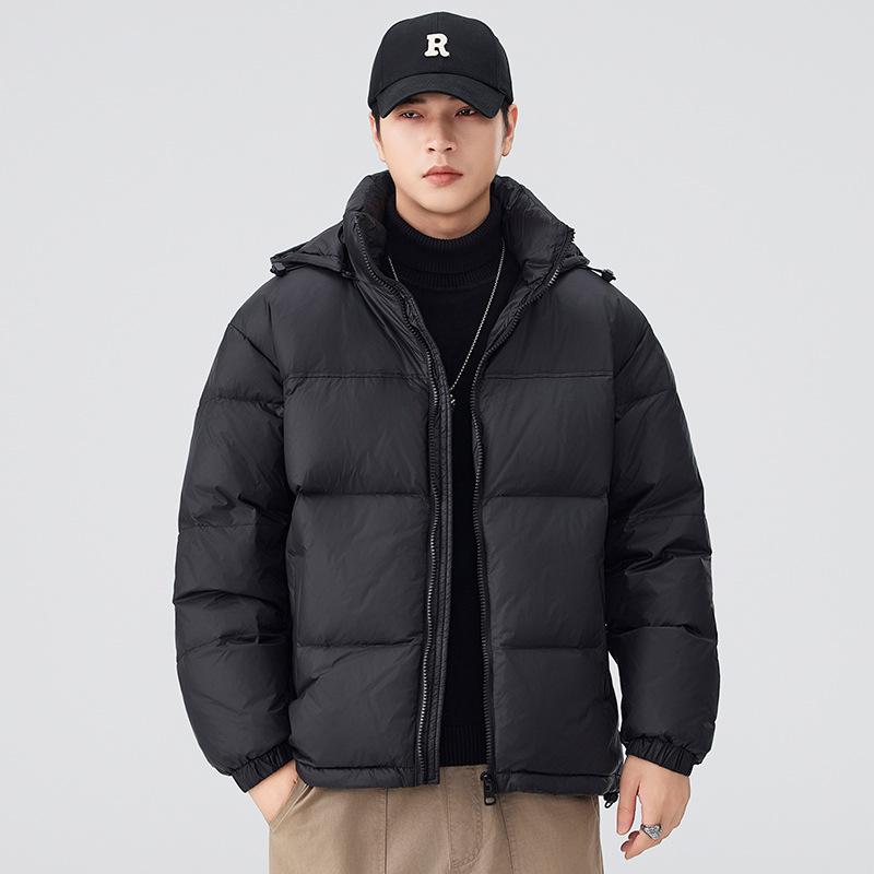 Men's Trendy Color Block Down Puffer Jacket - Light Luxury, Warm, Hooded, Casual Winter Wear