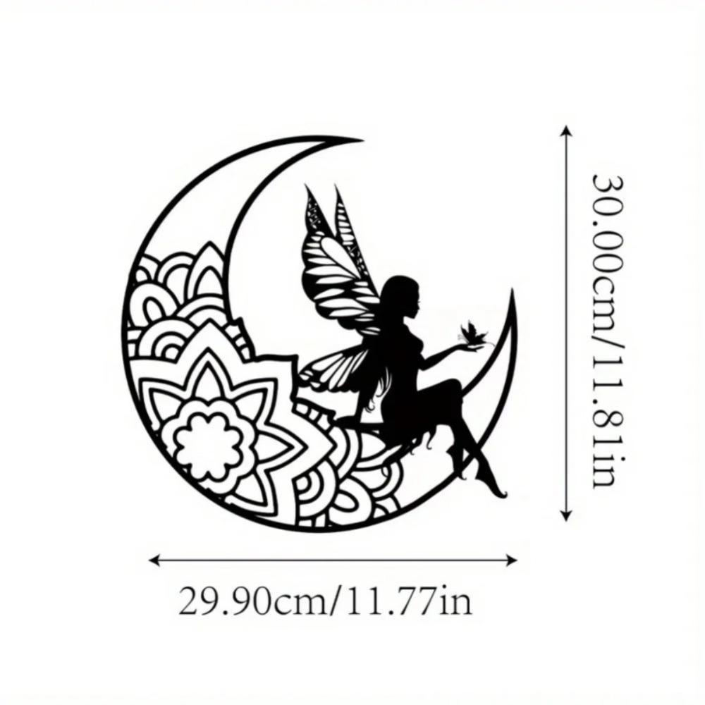 Metal Wall Art Celestial Fairy Outdoor Decor Iron Hollow Cut Design for Garden Patio Home