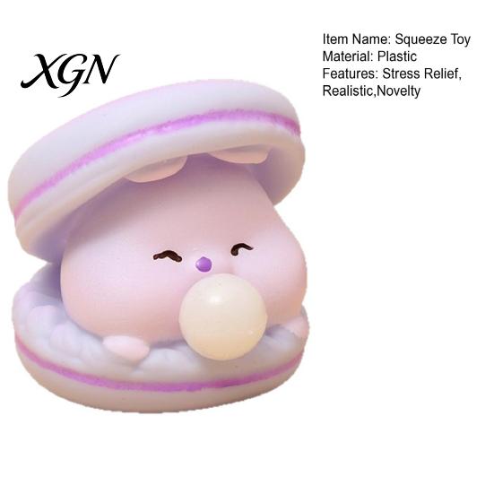 Stress Relief Toy Bubble-Breathing Burger Squeeze Soft TPR Fidget for Macaron Ball Cute Macaron-Shaped Decompression Gadget Kids Adults Sensory
