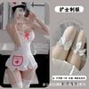 Sweetheart Cute Sexy Underwear Seduction Nurse Outfit Backless Perspective Deep V Pure Suspender Skirt Set