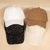 Casquette de baseball unie de couleur pure avec décoration strass ciel étoilé Chapeau universel quatre saisons pour hommes et femmes