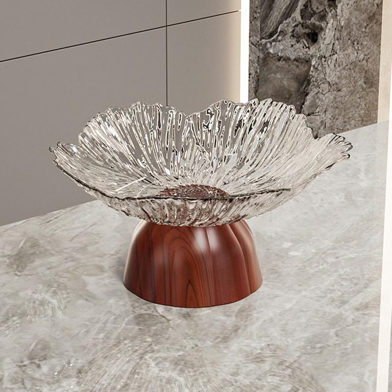 

1 Pc Transparent High-foot Fruit Plate Home Living Room Coffee Table Light Luxury High-end Fruit Basin Candy Snack Display Plate