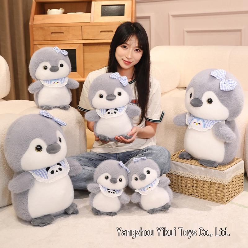 Penguin Brother & Sister Bib Plush Toy - Kid's Comfort Doll & Gift Pillow