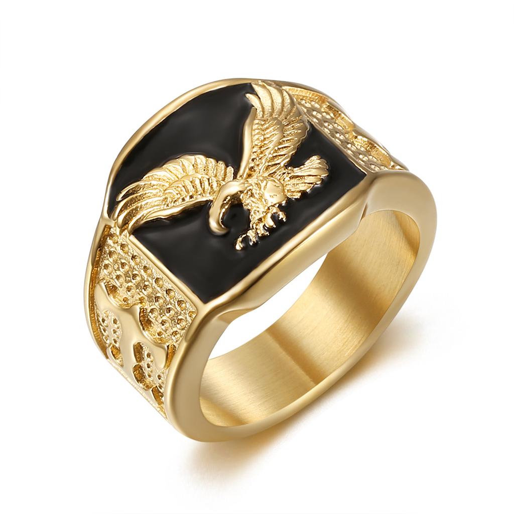 Bague en acier inoxydable avec aigle en relief pour homme, bijou hip-hop dominateur, cadeau de Saint-Valentin pour petit ami