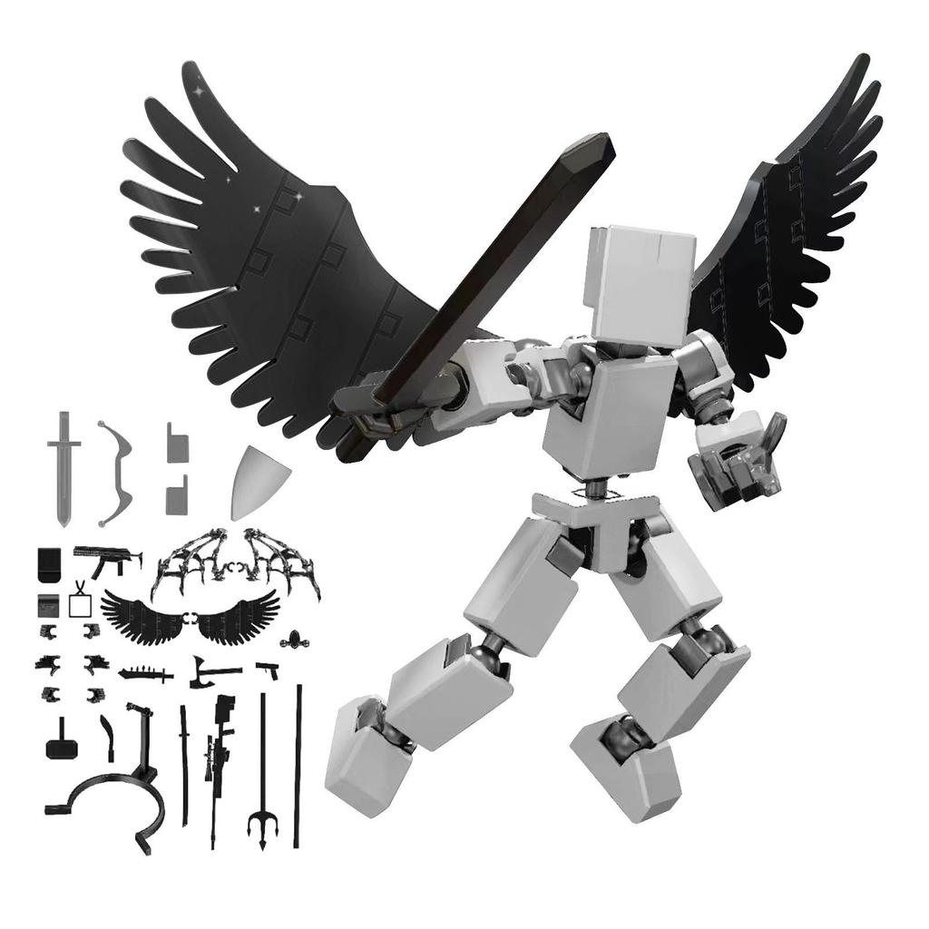 Buildable Action Figure Robot Set with Interchangeable Parts and Wings for Creative Construction Play and Customization Fun