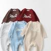 Jungen Frühling & Herbst Strick-Strampler - Roter Baby-Strampler & Pullover Set