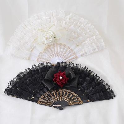 Vintage Lace Fan Lolita Classical Sweet Fairy Girl Dark Gothic Rose Fan Accessory