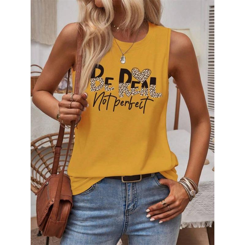 2026 New Women's Crew Neck Tank Top Leopard Print And Love Print Women's Tank Top Street Fashion Women's Casual Tank Top